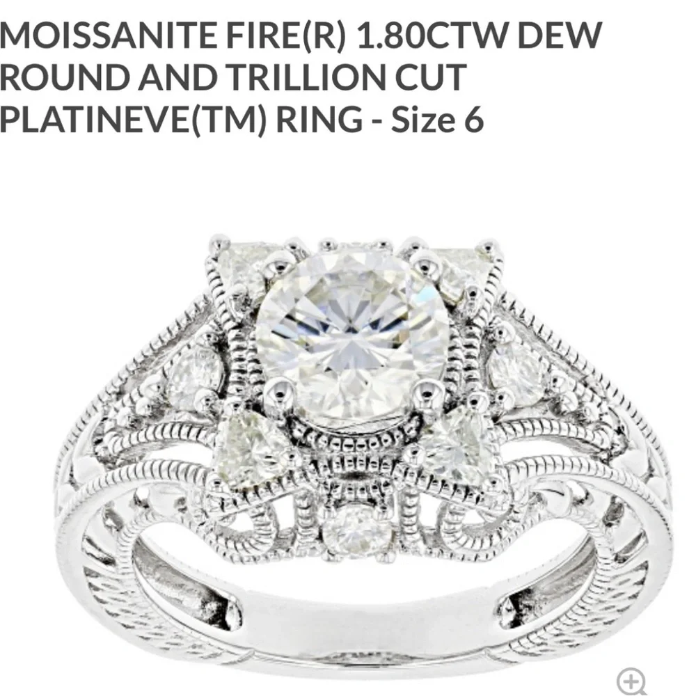 Moissanite Engagement Ring Sterling Silver 925 Vintage Halo Filigree Bridal Sz 6